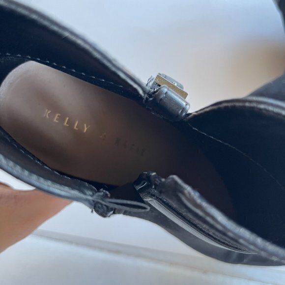 Kelly‎ & Katie DIVIA BOOTIE Shoes Black Faux Suede Womens Size 7.5M Chunky Heels - Picture 4 of 7